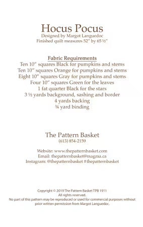 Hocus Pocus From The Pattern Basket by Margot Languedoc - PAPER/PRINTED