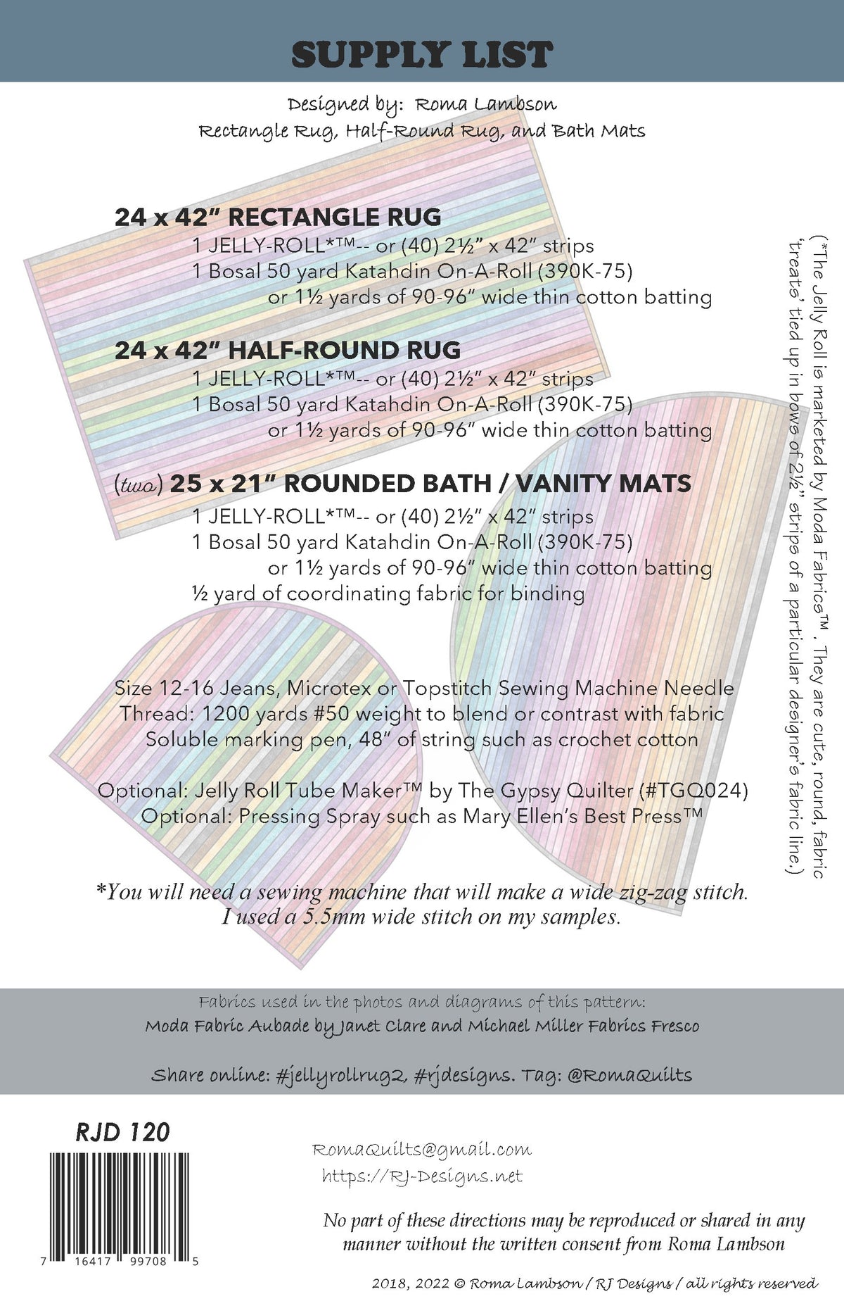Jelly Roll Rug 2 From RJ Designs by Roma Lambson - PAPER/PRINTED