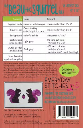Beau the Squirrel From Everyday Stitches By Jenifer Dick - PAPER/PRINTED