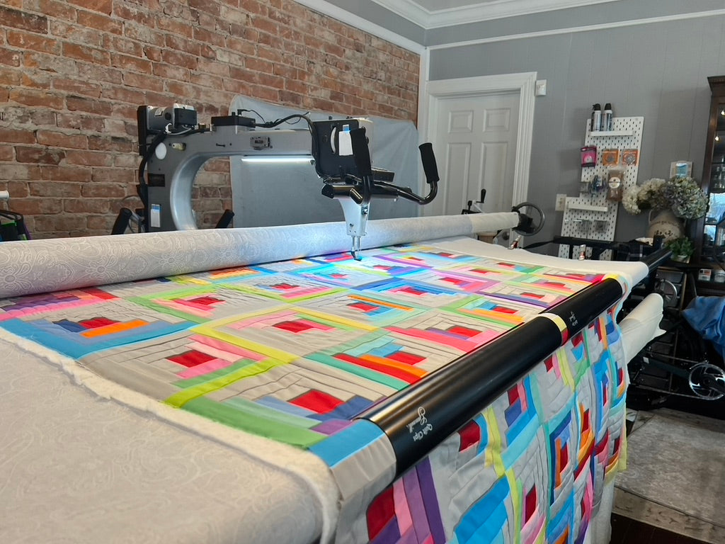 Custom Log Cabin Quilt Designed and Quilted by: Tabatha Adams (Throw Size)