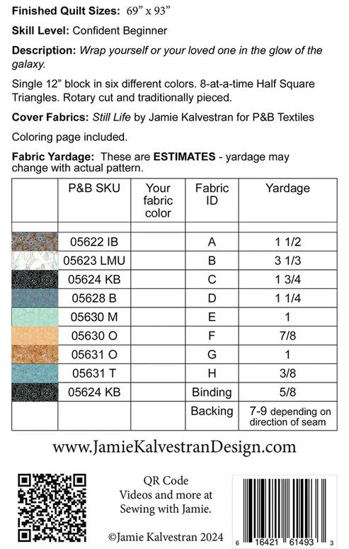 Galaxies Beyond Quilt Quilt Pattern By Jamie Kalvestran From jamie Kalvestran Design LLC - PAPER PRINTED