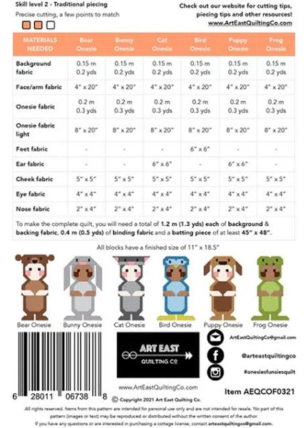 Onesies Funsies from Art East Quilting Co. - PAPER/PRINTED