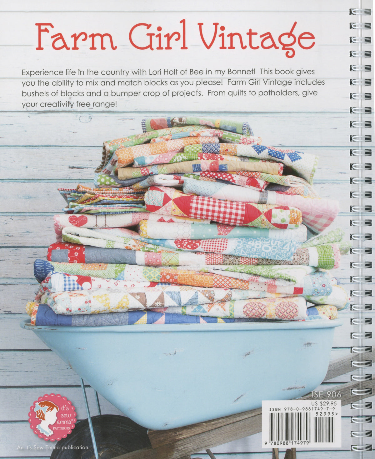 Farm Girl Vintage Quilt Book By Lori Holt From It's Sew Emma Bee in my Bonnet Co. - PAPER/PRINTED