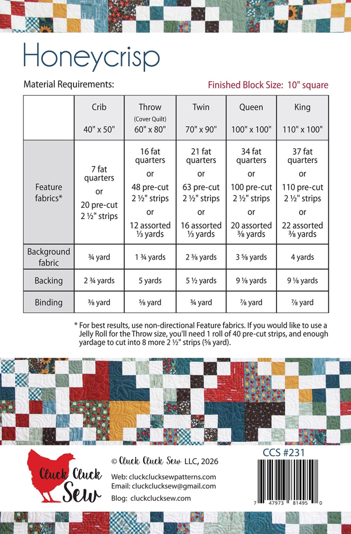 Honeycrisp Quilt Pattern By Allison Harris From Cluck Cluck Sew - PAPER/PRINTED