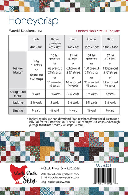 Honeycrisp Quilt Pattern By Allison Harris From Cluck Cluck Sew - PAPER/PRINTED