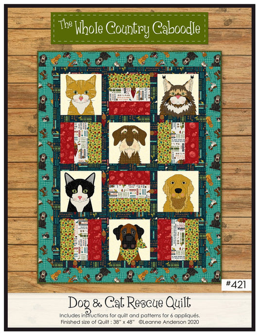 #421 Dog & Cat Rescue Quilt Pattern From The Whole Country Caboodle By Leanne Anderson - PAPER/PRINTED
