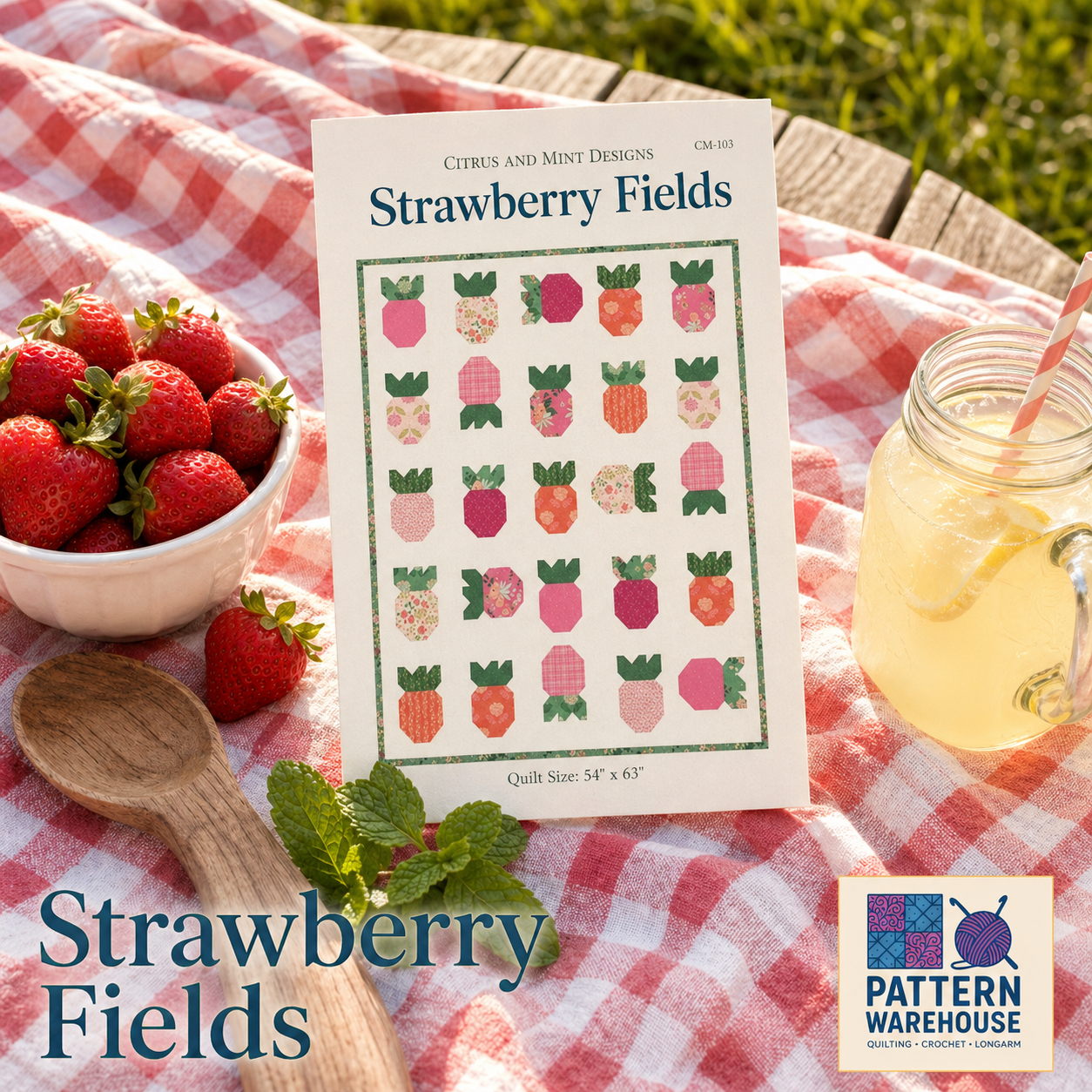 Strawberry Fields Modern Quilt Pattern by Citrus and Mint Designs - PAPER/PRINTED