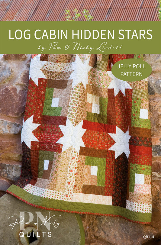 Log Cabin Hidden Stars Quilt Pattern - Just One Jelly Roll By Pam & Nicky Quilts - PAPER/PRINTED