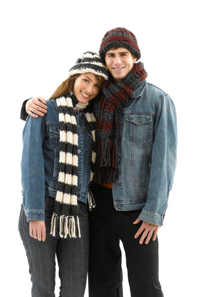 Ridged Scarf and Stocking Hat Pattern (Crochet) From Lion Brand Yarn - FREE DIGITAL