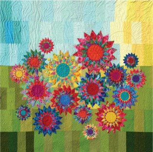 Colorful Sunflower Garden From Mariner's Compass by Robin Ruth Design - PAPER/PRINTED
