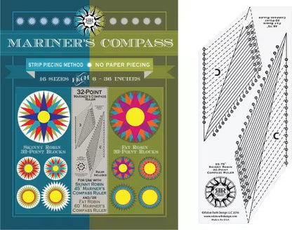 32 Point Mariner's Compass Book and Ruler From Robin Ruth Design By Robin Long - PAPER/PRINTED AND RULER