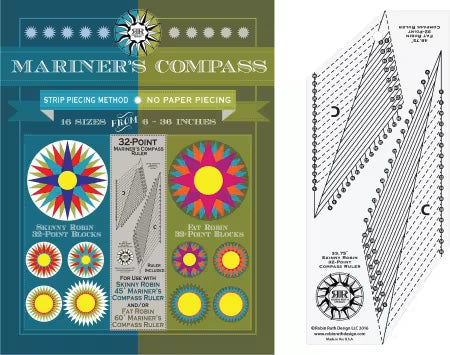 32 Point Mariner's Compass Book and Ruler From Robin Ruth Design By Robin Long - PAPER/PRINTED AND RULER