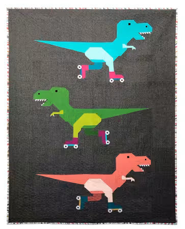 Dinorma T-Rex on Roller Skates Quilt Pattern From Art East Quilt Co - PAPER/PRINTED