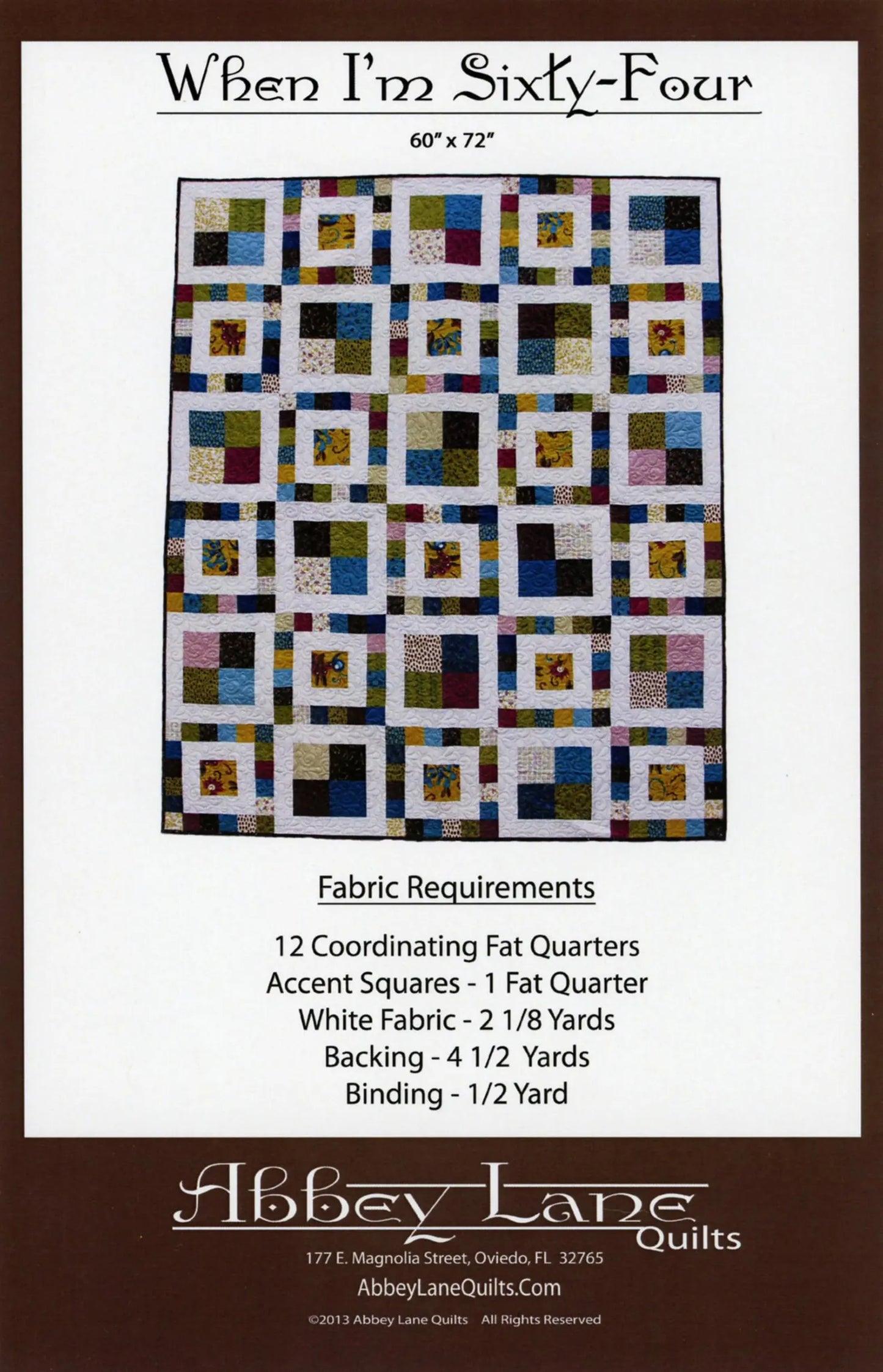 #182 When I'm Sixty-Four From Abbey Lane Quilts - PAPER/PRINTED