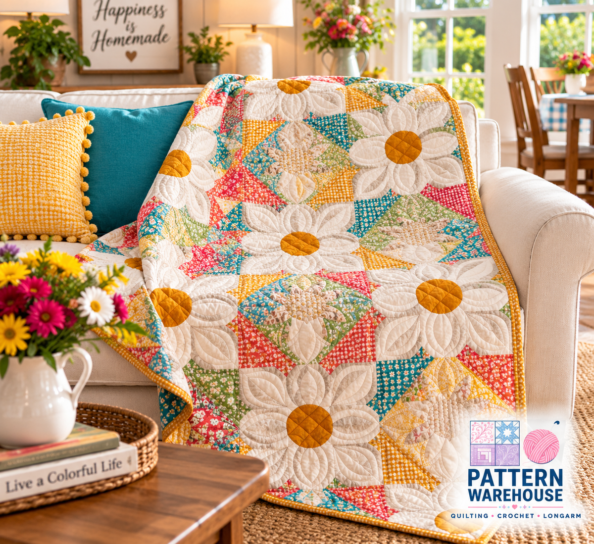 Cotton Daisies Quilt Pattern From Laugh Yourself Into Stitches by Karen Walker - PAPER/PRINTED