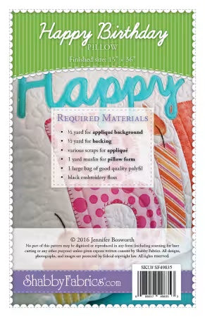 Happy Birthday Pillow From Shabby Fabrics by Jennifer Bosworth - PAPER/PRINTED