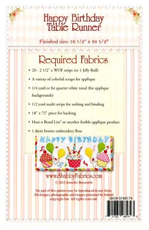 Happy Birthday Table Runner From Shabby Fabrics By Jennifer Bosworth - PAPER?PRINTED