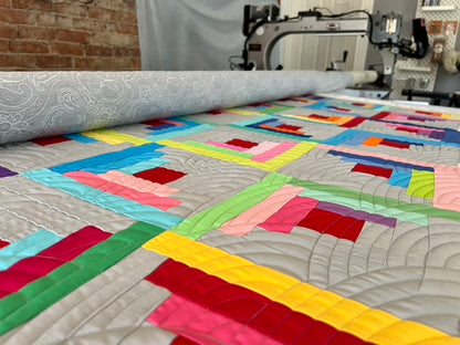 Custom Log Cabin Quilt Designed and Quilted by: Tabatha Adams (Throw Size)