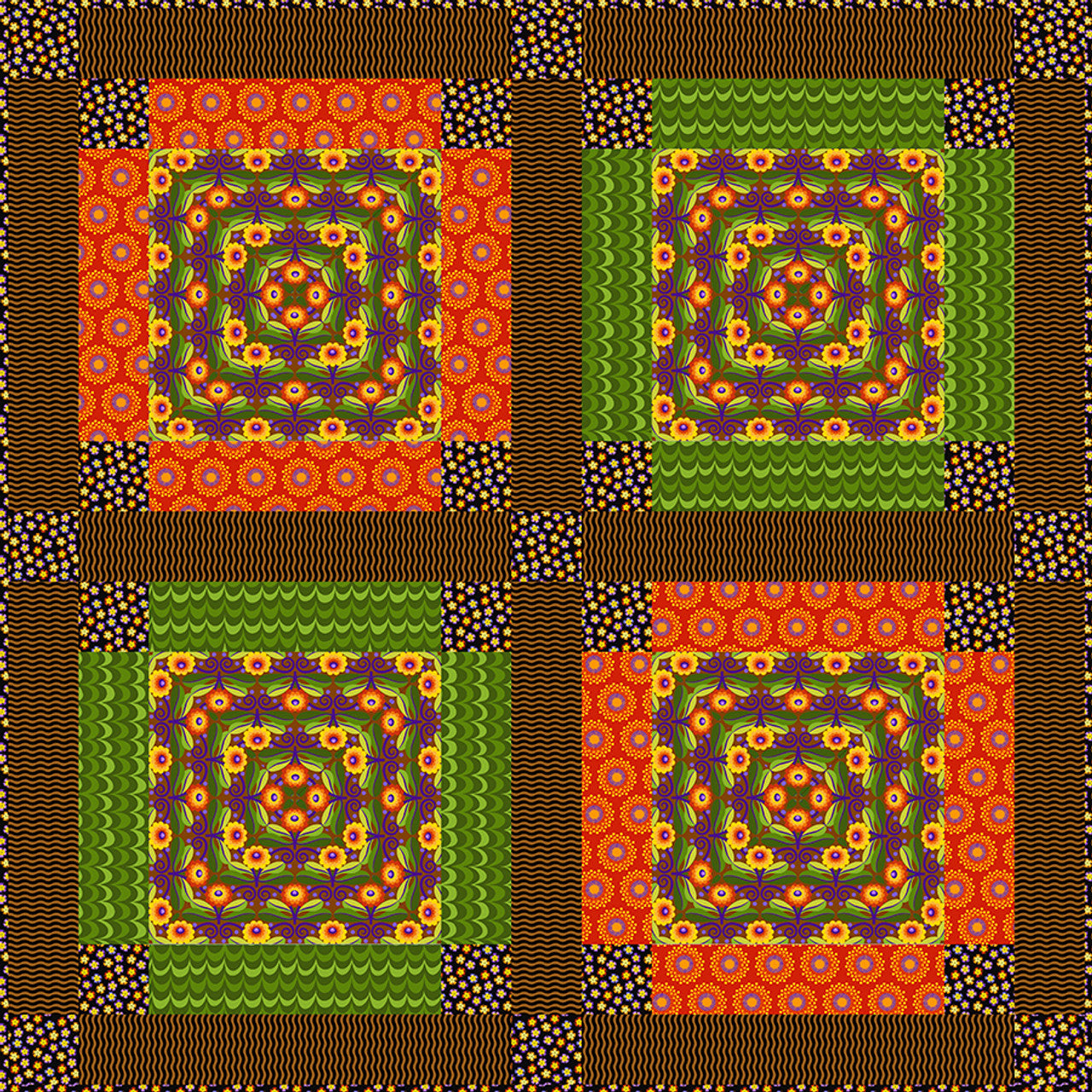 Bold and Bright Garden Quilt From Free Spirit By Jane Sassaman - FREE DIGITAL