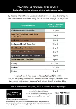 Bear-Wildered Quilt Pattern From Art East Quilting Co. - PAPER/PRINTED