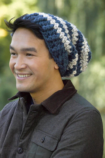 Slouchy Stripe Hat Pattern (Crochet) - Version 4 From Lion Brand Yarn - FREE DIGITAL