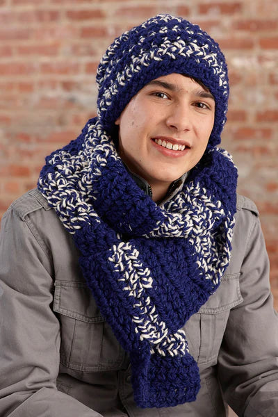 Touchdown Hat and Scarf Set Pattern (Crochet) From Lion Brand Yarn - FREE DIGITAL