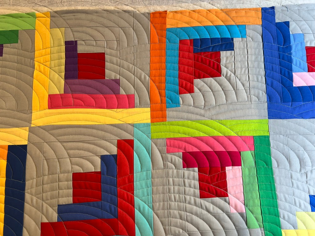 Custom Log Cabin Quilt Designed and Quilted by: Tabatha Adams (Throw Size)