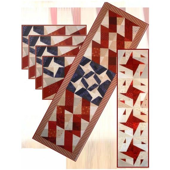 Sweet Liberty Tablerunner & Placemats - From Quilt Queen Designs/Catcus Queen by Patricia Pepe - PAPER/PRINTED