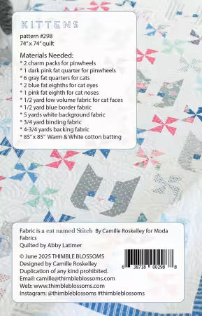 #298 Kittens Quilt Pattern By Camille Roskelley From Thimble Blossoms - PAPER/PRINTED