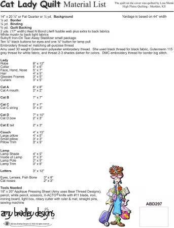 Cat Lady Quilt Pattern From Amy Bradley Designs By Amy Bradley - PAPER/PRINTED
