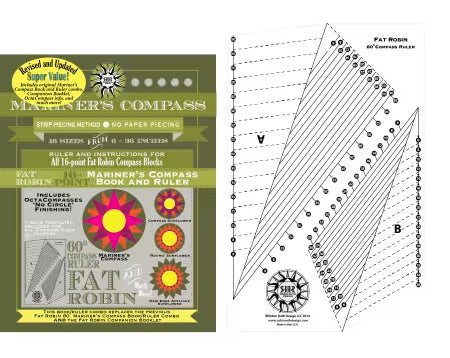 Fat Robin 16 Point Mariner's Compass Book and Ruler Combo From Robin Ruth Design By Robin Long - PAPER/PRINTED W/ RULER