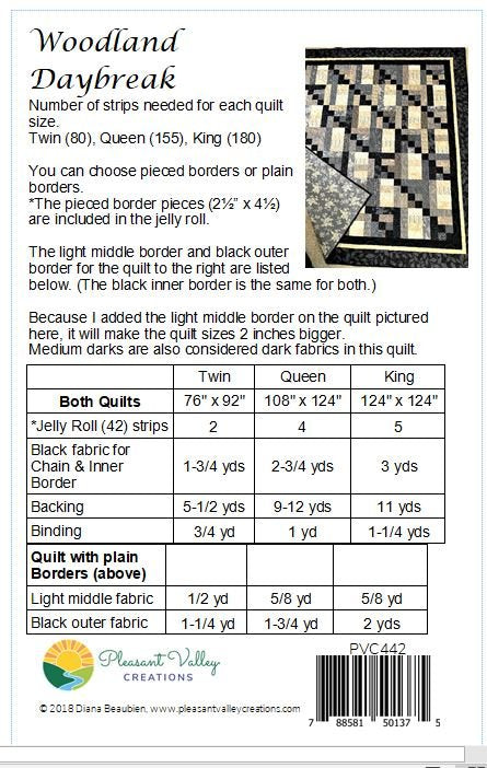 #442 Woodland Daybreak Quilt Pattern From Pleasant Valley Creations By Diana Beaubien - PAPER/PRINTED
