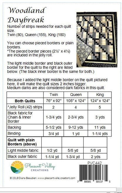 #442 Woodland Daybreak Quilt Pattern From Pleasant Valley Creations By Diana Beaubien - PAPER/PRINTED